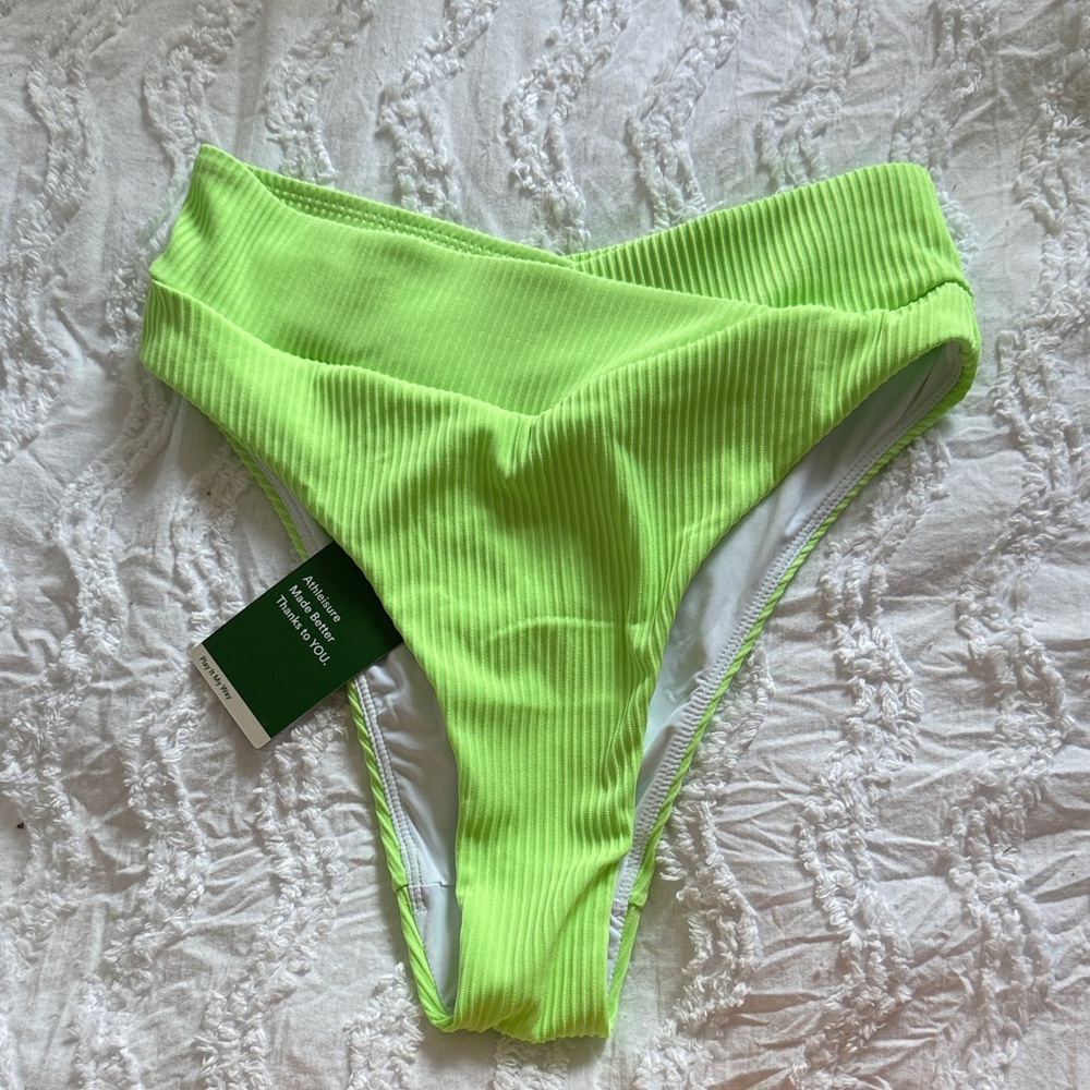 HALARA Neon Lime Ribbed Bikini Bottom